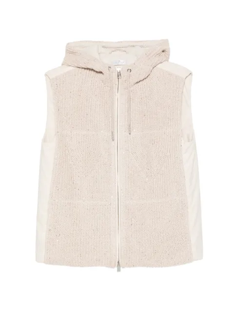 PANICALE sequin-embellished hooded gilet Neutrals D381055GLZ