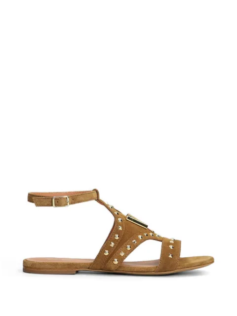 Via Roma 15 studded V-logo sandals Neutrals 4663