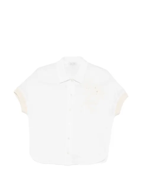 PANICALE sequin-embellished floral-embroidered shirt White D381647CAM