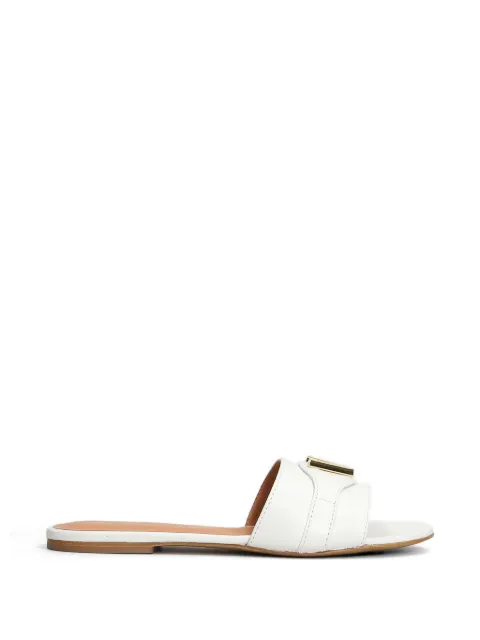 Via Roma 15 logo leather flat sandals White 4609