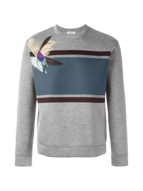 Valentino Garavani parrot-print striped sweatshirt Grey MV3MF05T842