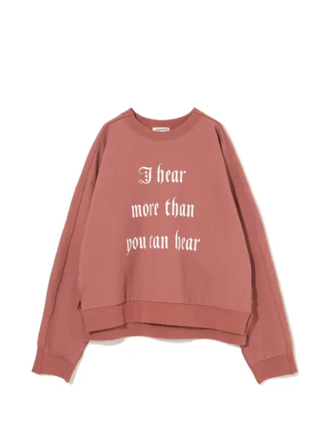 Undercover slogan-print raw-edge sweatshirt Pink UP1F4802