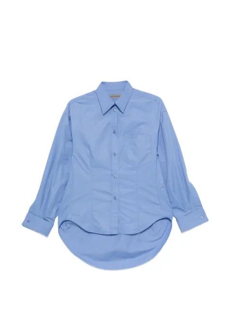 Balenciaga logo-embroidered curved-hem shirt Blue 872318TUM20