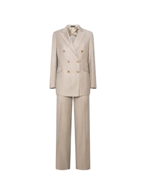 FRANZESE COLLECTION Lady Diana double-breasted pinstripe suit Neutrals LW2PARJ0196400