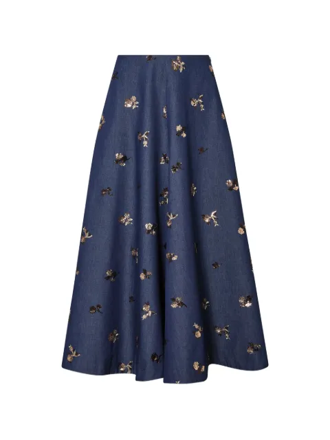 Altuzarra sequin-embellished floral-print skirt Blue PF265013