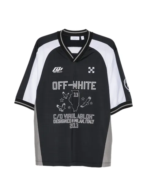 Off-White Royal Team Soccer V-neck T-shirt Black 44MAD013S26J001001