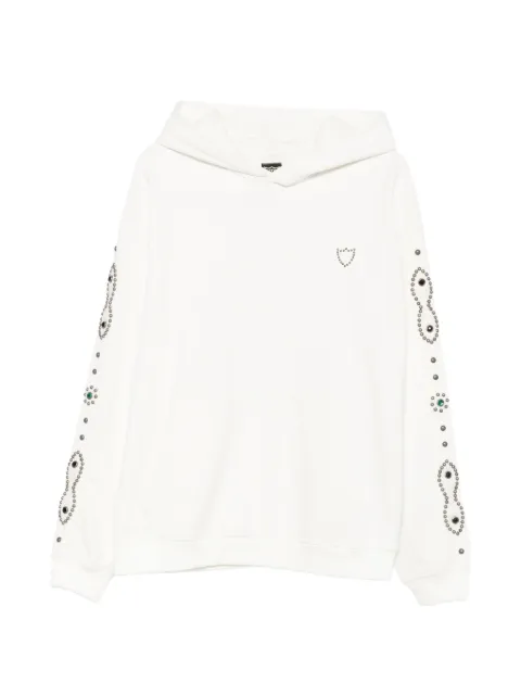 Htc Los Angeles Moustache stud-embellished crystal-embellished hoodie White 26SNCMG007