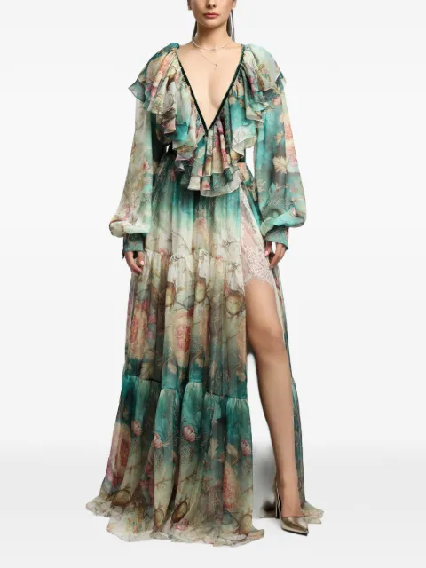 MIAU by Clara Rotescu floral-print ruffled dress Blue NYX