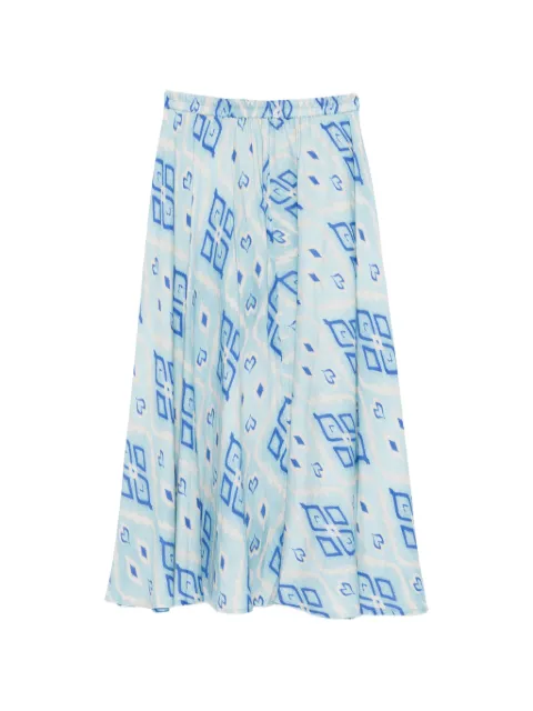 NIMO WITH LOVE ikat-print flared midi skirt Blue VANILLA