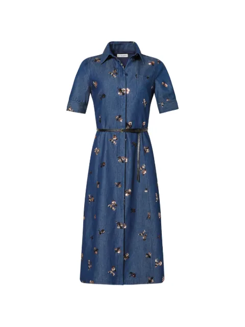 Altuzarra sequin-embellished floral-print midi shirt dress Blue PF263021