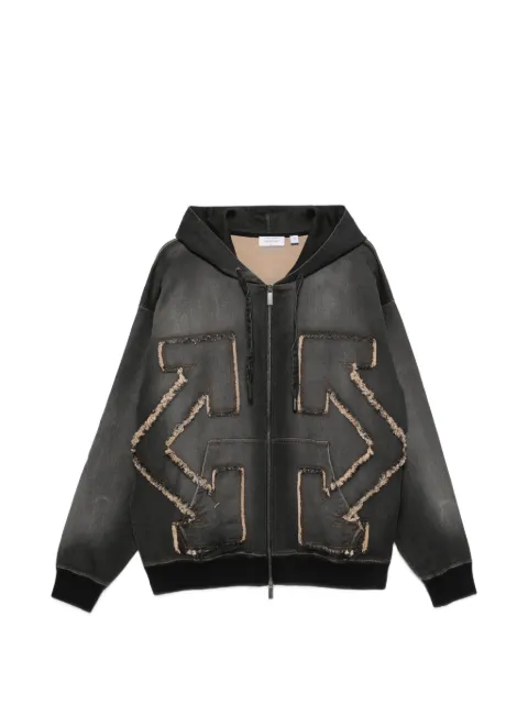 Off-White distressed Arrow skate zip hoodie Grey 44MBE015S26D00