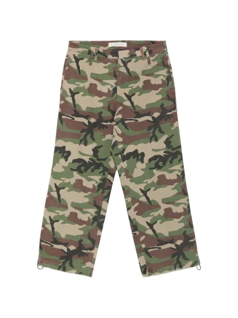 STAY HUMAN ON EARTH camouflage-print trousers Green S26300