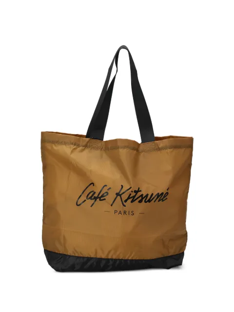CAFÉ KITSUNÉ logo-print tote bag Brown PU05103WQ4060
