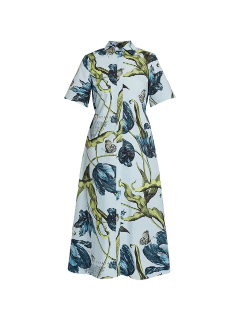 ERDEM tulip-print midi dress Blue PS26D6151074015