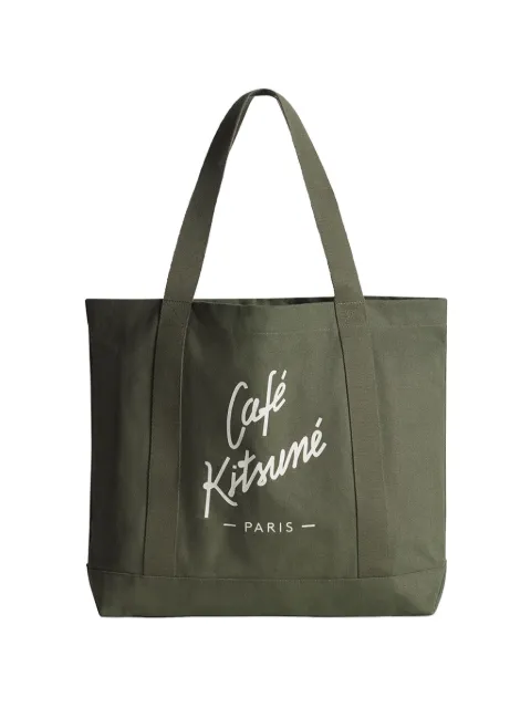 CAFÉ KITSUNÉ logo-print tote bag Green CKNU05101WW9001