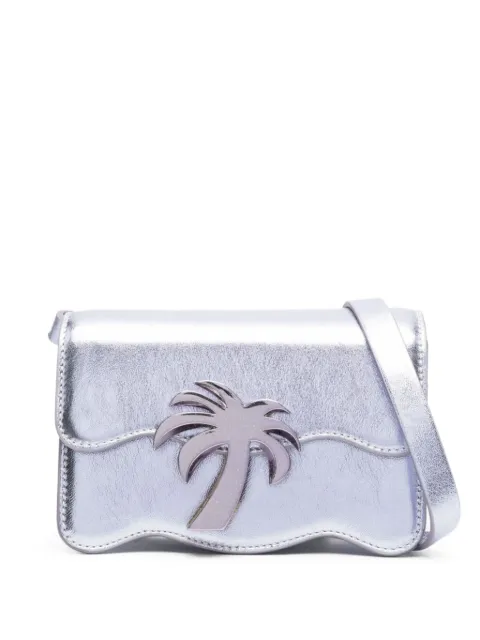 Palm Angels Palm Beach metallic-effect shoulder bag Silver PWNQ011F22LEA0037272