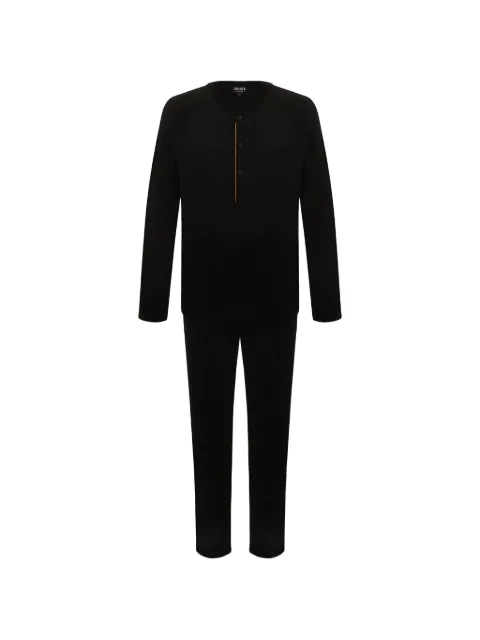 Zegna buttoned henley pajamas Blue N6H031740
