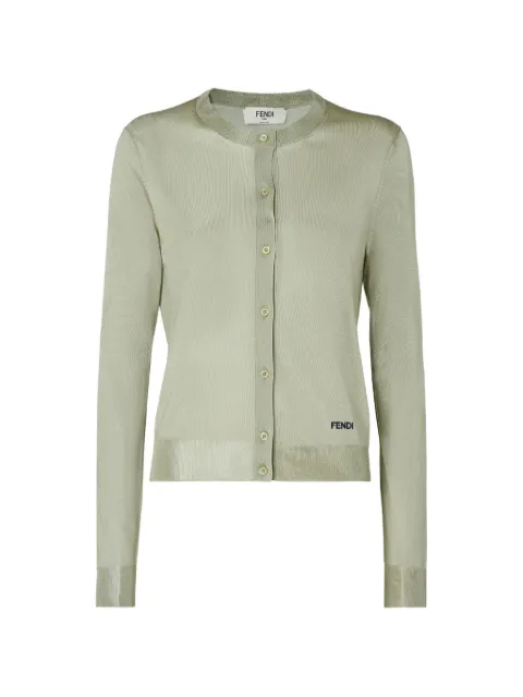 FENDI logo-embroidery cardigan Green FZE574AW4V