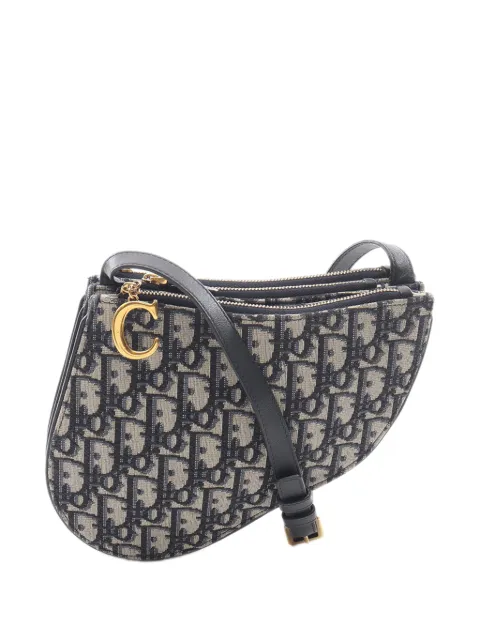 Christian Dior Pre-Owned 2010-2026 Oblique Canvas Saddle Triple Zip crossbody bag Blue D7PTQAS1JA6GIHJK