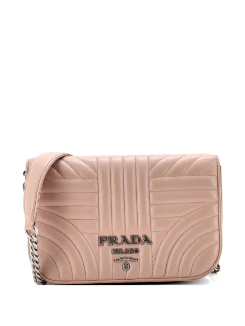 Prada Pre-Owned Chain Flap Diagramme Quilted Leather Small crossbody bag Neutrals ZG2U5PVMSPMT2ABE