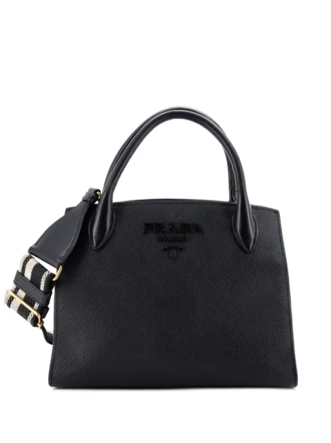 Prada Pre-Owned Monochrome Saffiano with City Calf Small tote bag Black GEVDTTVUIRCU019M