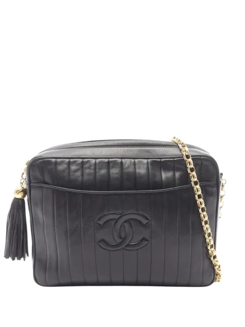 CHANEL Pre-Owned 1994-1996 Mademoiselle Quilted Lambskin Tassel Camera Bag crossbody bag Black 65LTZUGP5RBZSRQY