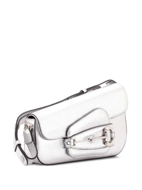 Gucci Pre-Owned Horsebit 1955 Asymmetric Leather Small shoulder bag Metallic 3X718KLEQFBBW53X