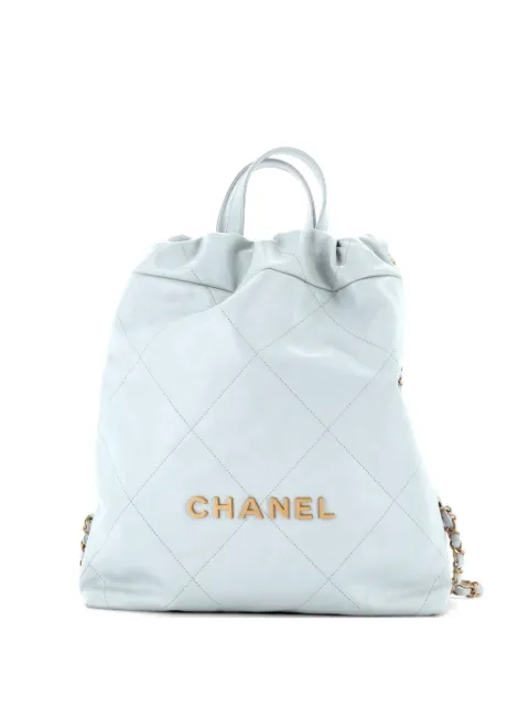 CHANEL Pre-Owned 22 Chain Quilted Calfskin Medium backpack Blue 1K20Y4ZR9E94FC5S
