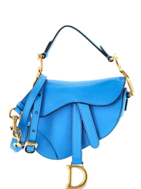 Christian Dior Pre-Owned Saddle Handbag with Strap Leather Micro shoulder bag Blue T8EU2CCJAMJ1BO12