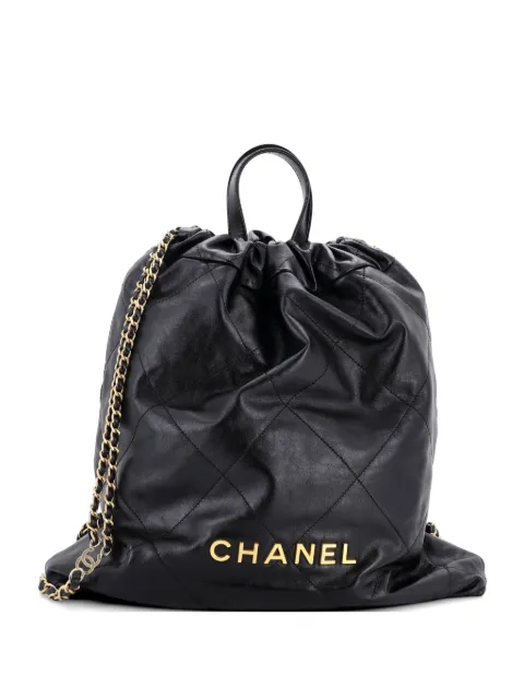 CHANEL Pre-Owned 22 Chain Quilted Calfskin Large backpack Black DX035C3GW4VK1MU0