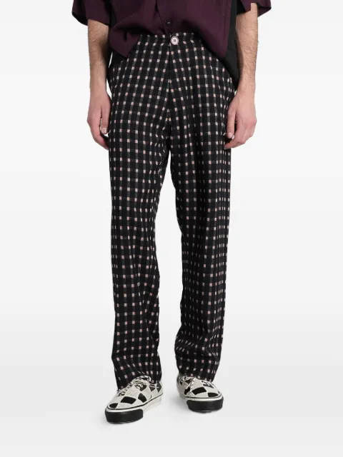 Undercover check-pattern logo-patch trousers Black UC1F45102
