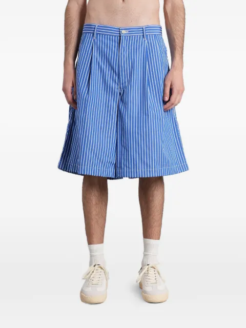 Comme Des Garçons Shirt striped pleated shorts Blue FQP506