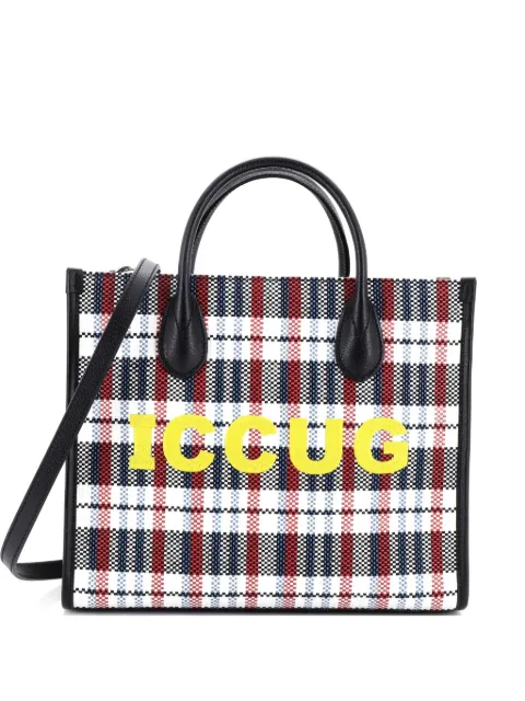 Gucci Pre-Owned ICCUG Tote Embroidered Faux Raffia Small satchel Multicolour HPNBXWYNQRPHCEOP