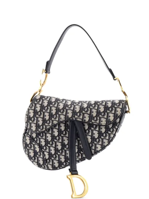 Christian Dior Pre-Owned Saddle Handbag Oblique Canvas Medium shoulder bag Blue QH15INV5L54GI6H3