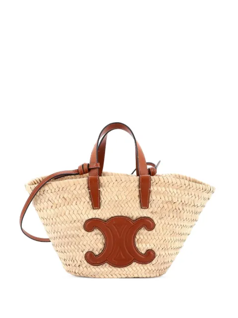 Celine Pre-Owned Classic Panier Basket Raffia and Leather Teen tote bag Brown M2SI4VHNTZYYDVAJ