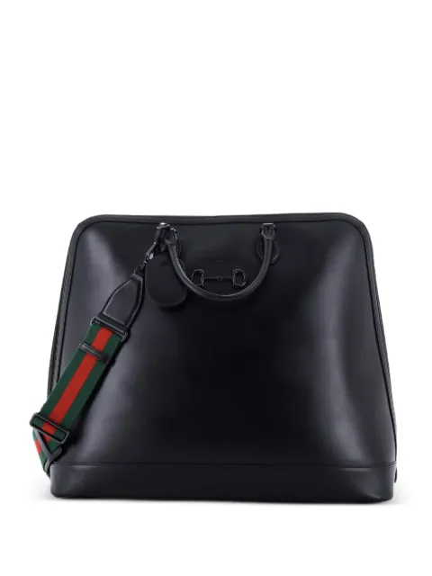 Gucci Pre-Owned Horsebit 1955 Web Duffle Bag Leather Large travel bag Black BCALPSCZQHSRQ47M