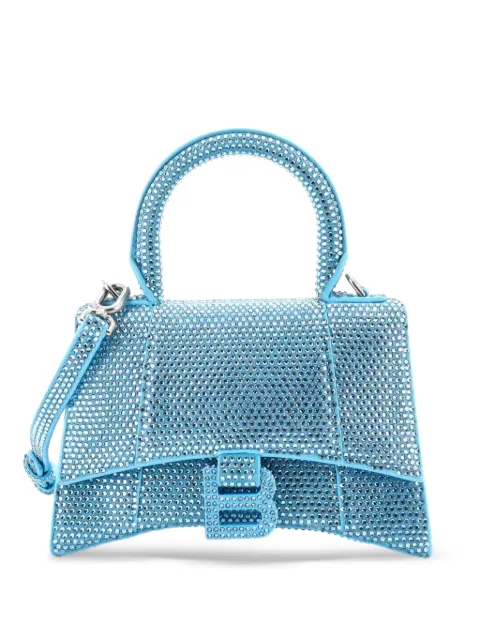 Balenciaga Pre-Owned Hourglass Top Handle Bag Suede with Crystals XS crossbody bag Blue I9HL9A7HL9GV4AB7