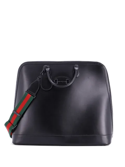 Gucci Pre-Owned Horsebit 1955 Web Duffle Bag Leather Large travel bag Black FOAKDLW4J8F2DJSO