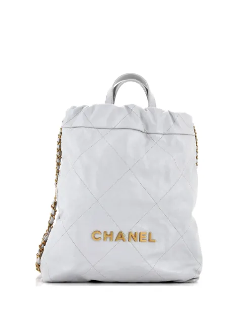 CHANEL Pre-Owned 22 Chain Quilted Calfskin Medium backpack Blue 3VDSVHWEZVA6VPC4