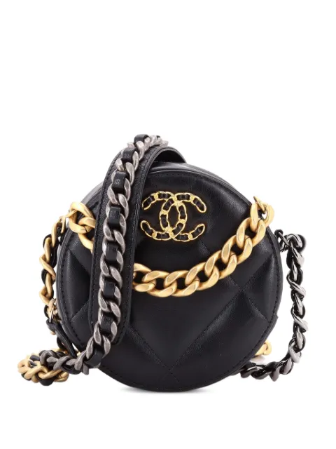 CHANEL Pre-Owned 19 Round with Chain Quilted Leather clutch bag Black 139TTI600WL8QPG1