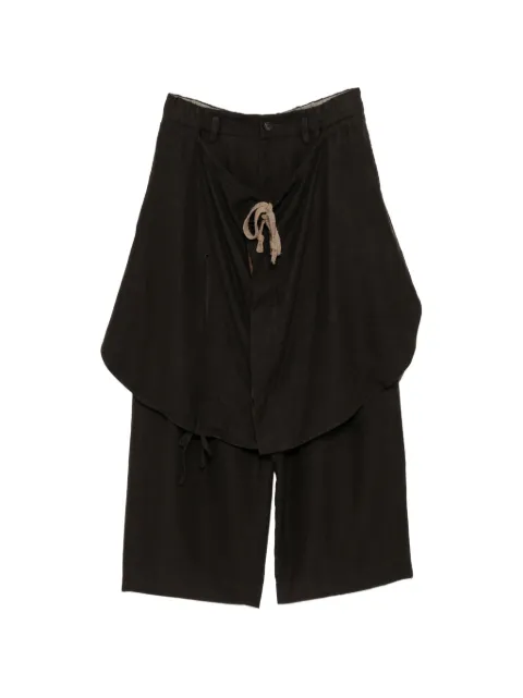 Ziggy Chen layered drawstring-fastening trousers Brown 0M2610527