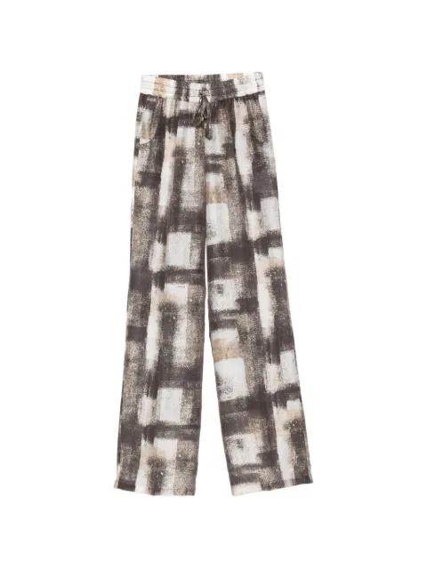 Kiton abstract-print trousers Brown D48122K0592G04