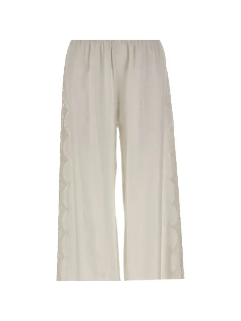 MAURIZIO MYKONOS lace embroidered trousers Neutrals W01210781