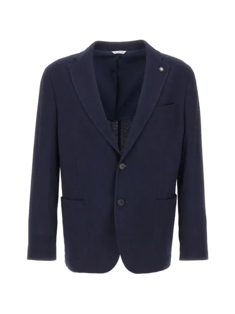Manuel Ritz logo-pin patch-pocket blazer Blue 4032G203426312289