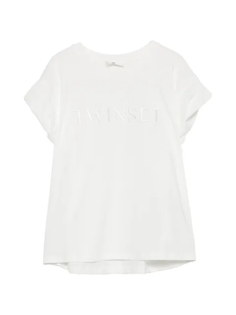 TWINSET logo-embroidered cap-sleeve T-shirt White 261LL2MLL