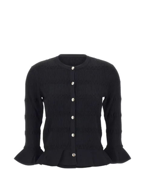 LIU JO ruffled rib-knit cardigan Black CA6103MS55N