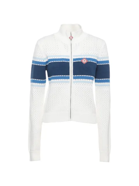Casablanca striped pointelle-knit cardigan White WSS26KW1265