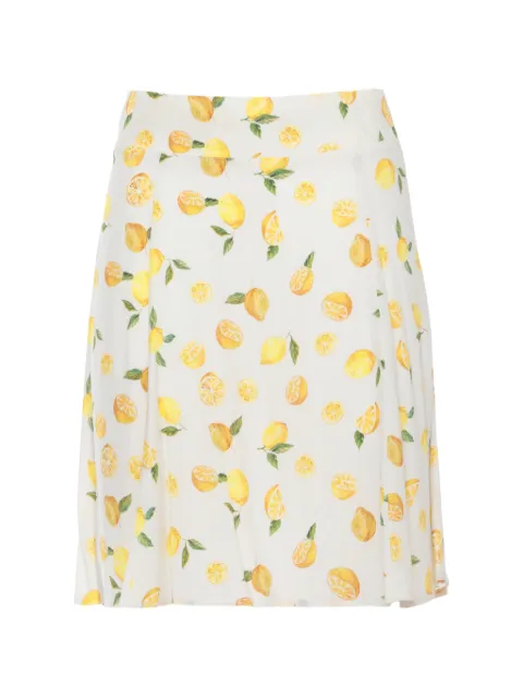 MAR DE MARGARITAS Kate lemon-print shirred skirt White MMABW01549PTTS0053