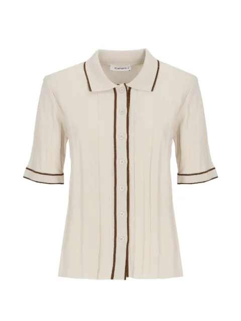 Kangra ribbed-knit contrast-trim polo shirt Neutrals 353535002