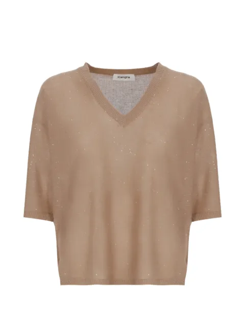 Kangra sequin-embellished V-neck sweater Neutrals 390177